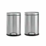 OPR Stainless Steel Plain Pedal Dustbin with Lid | Trash Can Round Shape Dustbin for Bathroom, Home, Kitchen, washrooms, Room and Office- Pack of 2 (5 Litre)