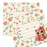 Creatie 15 Pcs Owl and Floral Theme Book Name Labels for Kids School Books, Worksheets, Charming & Beautiful