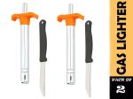 Ojas Gas Lighter With Knife | Stainless Steel Gas Lighter Set | Best Lighters | Pack Of 2 Pcs