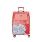 Genie Bahamas 77Cm Trolley Bag, Soft Side Premium 8 Wheel Check-in Luggage- Coral, Printed, Travel Bag for Women