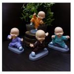 AFTERSTITCH Kung Fu Monks Set 4 Big Size Cute Baby Monk Buddha Idols Statues Showpiece (8 Cm Height) - Car Dashboard-Home Décor Decoration & Gifting Purpose