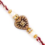 Tamirha Brown Heart Shape Mauli Rakhi with Swastik Motif