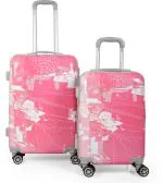 POLO CLASS Pink and White Polycarbonate Luggage Trolley Bag (set of 2)