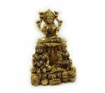 Idol Collections Gold Brass Lakshmi Kuber With Chitraleka Idol Statue Showpiece, 7.5 Inch