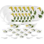 LAOPALA Pack of 33 Ceramic Amber lily Dinner Set (White, Green, Yellow)