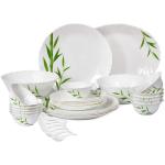 cello Pack of 33 Opalware Imperial Bamboo Grove Dinner Set of 33 pcs Dinner Plate (6 pcs) Quarter Plate (6 pcs) Oval Platter (1 Pcs) Veg Bowl (6 Pcs) Soup Bowl (6 pcs) Serving Bowl Medium (2 Pcs) Spoon (6 Pcs) Dinner Set (White, Microwave Safe)