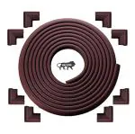 Kids Station Made in India Baby Proofing Edge and Corner Protector Combo Pack, Extra Dense Table Corner Protector and Rubber Edge for Kids Safety (50g/mt, L-Shape, 5m+8, Brown)