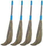 CREAZIONE PRODUCTION 100 % Natural Grass Broom Grass Dry Broom (Multicolor, 4 Units)