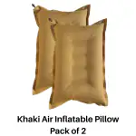 PM Square's Inflatable Khakhi Air Travel Pillow Pack of 2 for Train, Bus, Camping, Hostel and Office