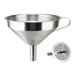Bridge2shopping Multipurpose Stainless Steel Funnel with Detachable Strainer, 4 Inch, Silver