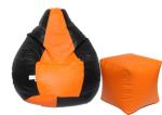 Autarky Classic Leatherette Bean Bag Cover Without Beans (XXL, Orange & Black)