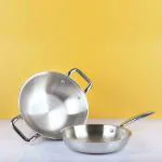 The Indus Valley Triply Stainless Steel Cookware Set | Kadai (26 cm) + Fry Pan (26 cm) | Pack of 2 | Induction friendly | Nonstick 3-Layer Body, 100% Pure & Toxin-free, No Chemical Coating