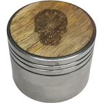 RUSTIC HORSE 2.25 inch Metal Herb Crusher 4 Piece Spice Herb Grinder with Wood top - Pick Your Design (Skull)