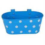 CraftVatika Multicolor Metal Dotted Oval Hanging Railing Planters 30.6 x 16.8 cm (Pack of 1)