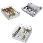 LeAves Stainless Steel Kitchen Basket Pull Out Drawers