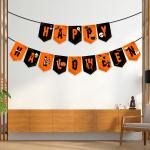 Zyozique Happy Halloween Burlap Banner - Halloween Party Decorations Banner