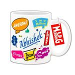 Mug Morning Abhishek Name Mug Abhishek Name Coffee Mugs for Kids Coffee Mug with Name Abhishek Ceramic Printed Custom Design Under 200