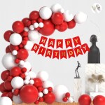 House of Banter Gold, White & Red Birthday Decorations for Girls, Kids Party, Woman, Boys, Couples, Adult- White & Red Theme Birthday Decoration Set, Gold & Red Party Supplies for Birthday, Red Balloons Decoration Combo