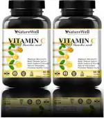 Naturewell Vitamin C Capsule For Glowing Skin, Potent Antioxidant-1000Mg Pro, 60 Capsules Each (Pack Of 2)