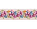WallDesign Décor Border Sticker Blue Iris & Wild Rose Flowers (5.25 inch width by 20 ft length) For Bedroom, Living, Kitchen