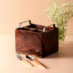 SOCXR Wooden cutlery stand | spoon stand for kitchen | cutlery holder for dining table spoon holder ( Brown Dark )