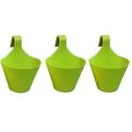 ROMJ Plastic Hanging Plants Hook Pot |Railing, Balcony, Garden, Kitchen, Office, Home Plastic Hook for Flower and Plants (Green, Pack Of 3)