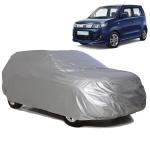 Riderscart All Weather (Season) Waterproof Sun Hail UV Snow Dust Protection Full Exterior Car Body Cover with buckle belt for Maruti Suzuki Wagon R New M-3XL (Triple Stitched, Silver Matte)