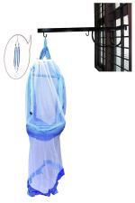 VParents Infant Baby Swing Cradle with Mosquito net Spring and Metal Window Cradle Hanger (Dark Blue)