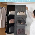 Homeleven 6 Pocket Hanging Purse Handbag Organizer Foldable For Living Room Bedroom Cupboards Organizer Closet Shelf Hanging Storage - Multicolor