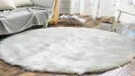 Vivify luxe Luxury Fluffy Anti Skid Area Rugs Furry Rug for Bedroom Faux Fur Sheepskin Nursery Rugs Fur Carpet for Kids Room Living Room Home Decor Floor Mat Round 3 x 3 Fit