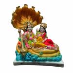 Rama Collections Marble Lord Vishnu Laxmi On Sheshnag Statue Idol | Venkateshwar Narayan Statue for Home Decor | Vishnu laxmi Shasnath Sitting Murti (Height 9