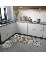 Status Anti Skid Washable Digital Printed Luxury Home Kitchen Floor Door Mat Runner, Combo Set of 2 Pcs (Multi #1)