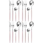 HEXONIQ Stainless Steel Titanium Silver Flatware Set, Modern Elegant Dinnerware Set Stainless Steel Cutlery Set (Pack of 16)