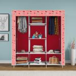 home reserve 3 Door 8 shelves Red Printed Collapsible wardrobe