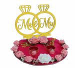 THE BRIDE MADE Wood Engagement Ring Tray Ring Holder Platter Mr And Mrs, Oval, Pink .