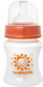 Naughty Kidz Orange Plastic Baby Feeding Bottle 125ml Pack of 1