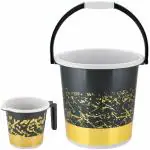 Liza 2 pcs Bathroom Accessories Set Plastic Bath Set Bathroom Bucket and Mug 2 Piece Combo Set for Home, Kitchen & Bathroom 21 L Plastic Bucket (Grey Gold)