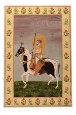 ArtSage Exclusive Hand made painting, Rajasthani Hand painted art, Rajasthani Mughal Warrior Unframed, Hand painted, painting for Home & Office (91.5 x 61 CM)