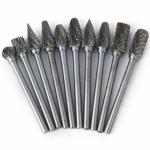 A and S Tools 3 mm Shank Tungsten Carbide Burr Rotary File Drill Bits Cutter - 10Pieces, Round