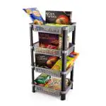 Biltoxi Plastic Multipurpose Kitchen and Office Storage Rack (Silver Color, 4 Layer)