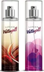 LAYER'rWottagirl Deodorant Spray for Women 135 ml (Pack of 1 Vanilla Twist, 1 Secret Crush Body Mist)