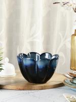 VarEesha's Leher Inky Blue Hand-made Ceramic Petal Serving Bowl Serveware Serving Bowls Serving Dishes