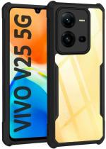 LENIENT Black, Transparent Thermoplastic Polyurethane Mobile Back Cover For Vivo V25 5g