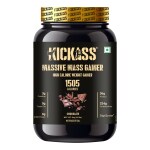 Kickass Massive Mass Gainer - 1 kg. Advanced Formula for Mass Gain | Chocolate (1505 Calories, 36 g protein, No added sugar, Enriched with Digestive Enzymes)