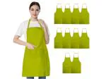 Lushomes Waterproof Apron, Light Kitchen Apron for Adults with Pocket While dishwashing, lab Work, waterproof apron for kitchen, kitchen apron for women(Yellowish Green -Pack of 10, Size 22 x 32)