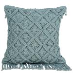 Kaahira Store KM-Cushion-20 Teal Blue Cotton Bohemian Geometric Cushion Pillow Cover for Living Room, 41 x 41 cm