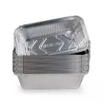 ALU ALU Aluminium Silver Foil Storage Disposable Containers with Lid 660 ml (50 pcs)