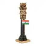 CraftVatika Brown and Gold Wood Ashok Chakra Statue 31.75 x 8.89 cm