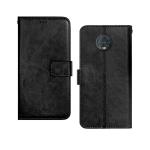 Fastship Leather Finish Inside TPU Wallet Stand Magnetic Closure Flip Cover for Motorola G6 Plus - Starry Black