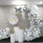 RG Accessories Grey, White, Silver Rubber Solid Decoration Balloon Garland For Birthday, Wedding Balloon (Pack Of 50)